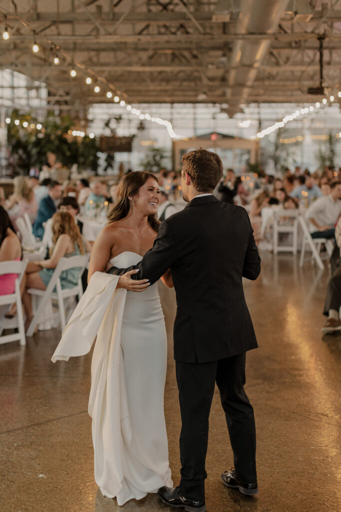 bride and grrom first dance at Garden at Harmony